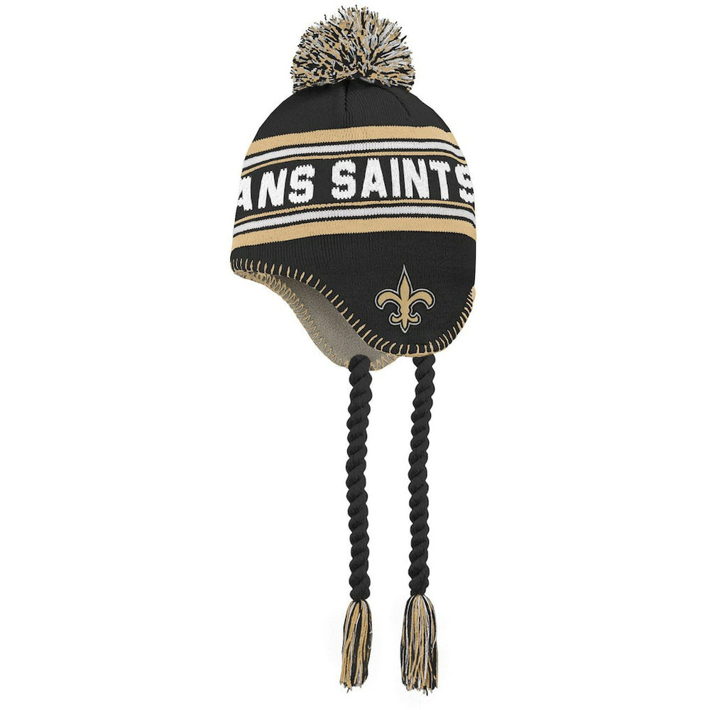 New Orleans Saints Preschool Jacquard Tassel Knit Hat with Pom Black/Gold