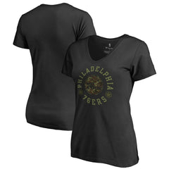 Philadelphia 76ers Women's Liberty V-Neck T-Shirt Black