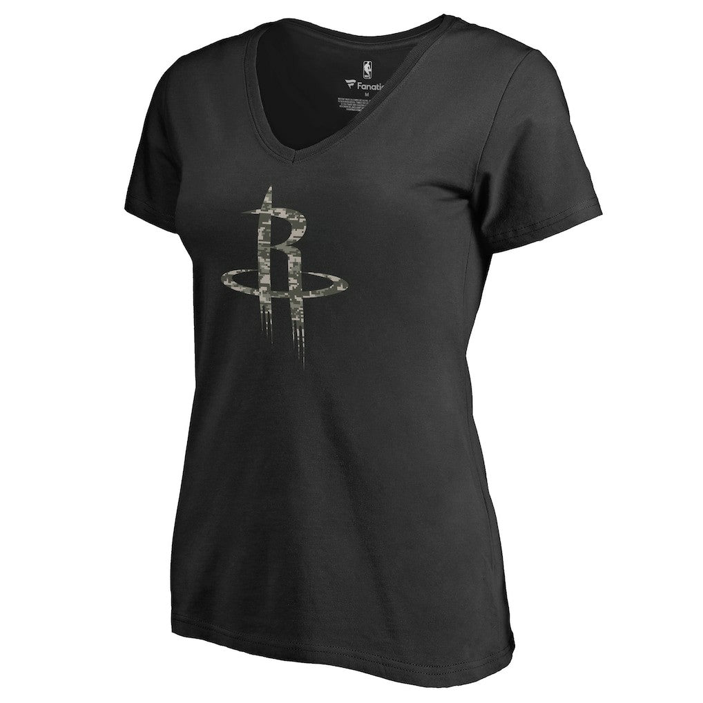 Houston Rockets Women's Cloak Camo V-Neck T-Shirt Black