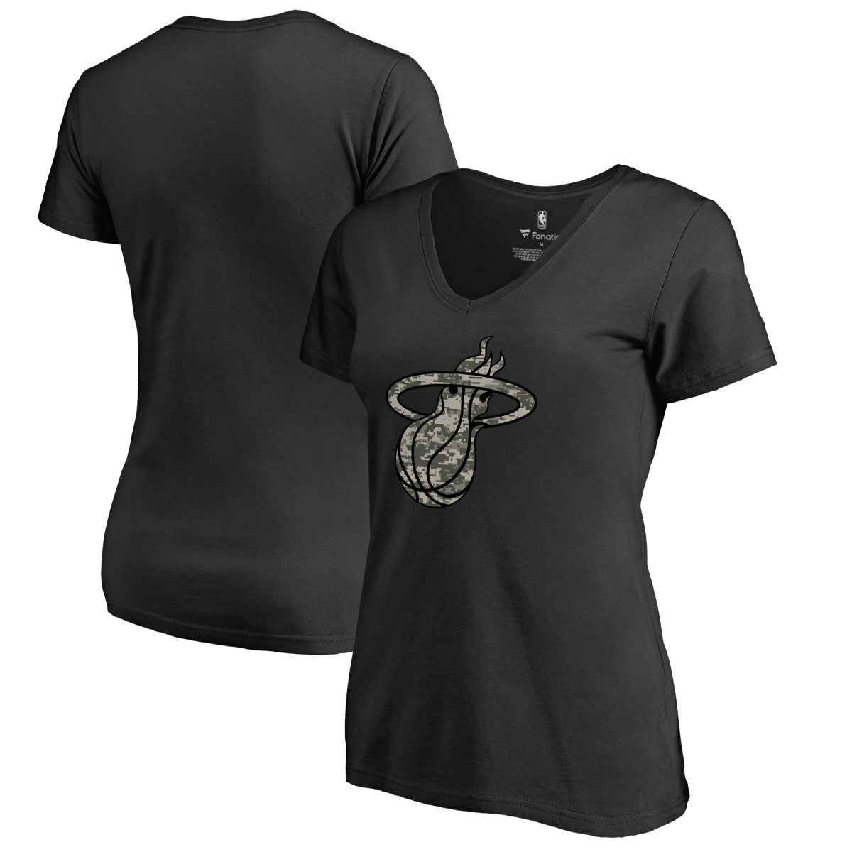 Miami Heat Women's Cloak Camo V-Neck T-Shirt Black