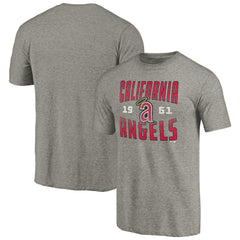 California Angels Cooperstown Collection Vintage Antique Stack Tri-Blend T-Shirt - Gray - MLB Lifestyle