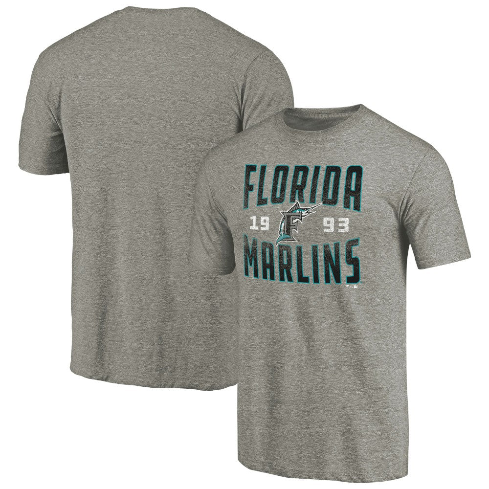 Florida Marlins Cooperstown Collection Vintage Antique Stack Tri-Blend T-Shirt - Gray - MLB Online