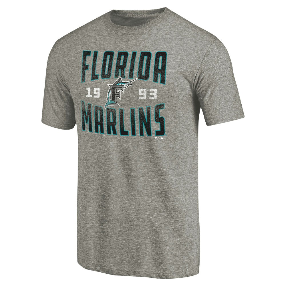 Florida Marlins Cooperstown Collection Vintage Antique Stack Tri-Blend T-Shirt - Gray - MLB Online