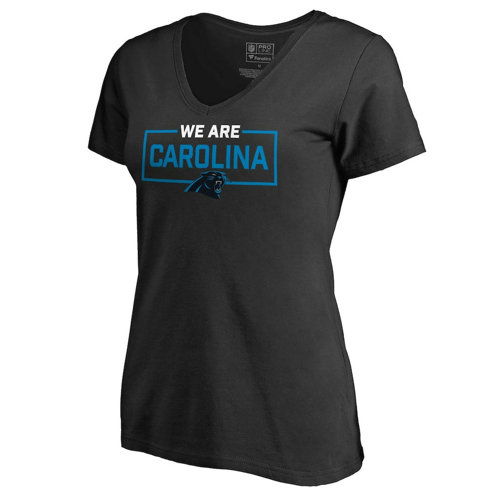 Carolina Panthers Women's We Are Icon V-Neck T-Shirt Black