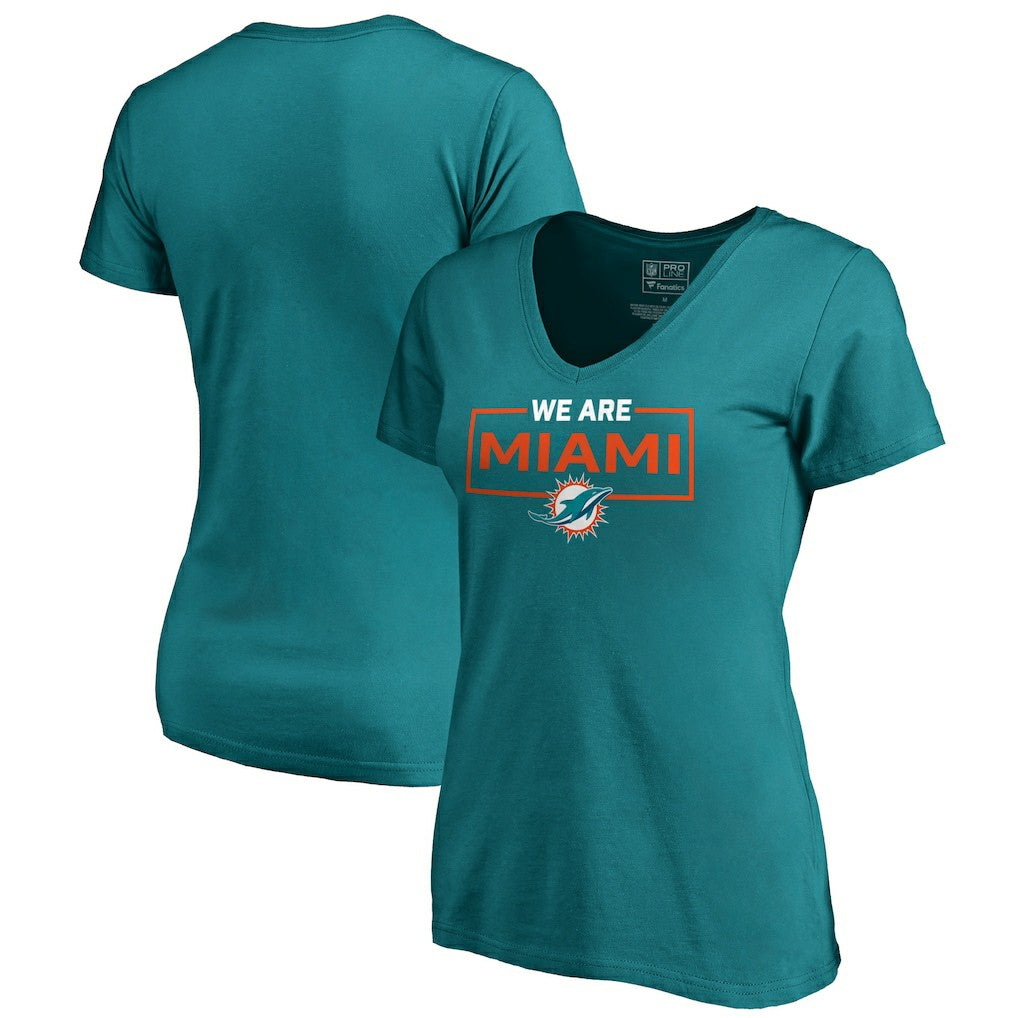 Miami Dolphins Women's We Are Icon V-Neck T-Shirt Aqua