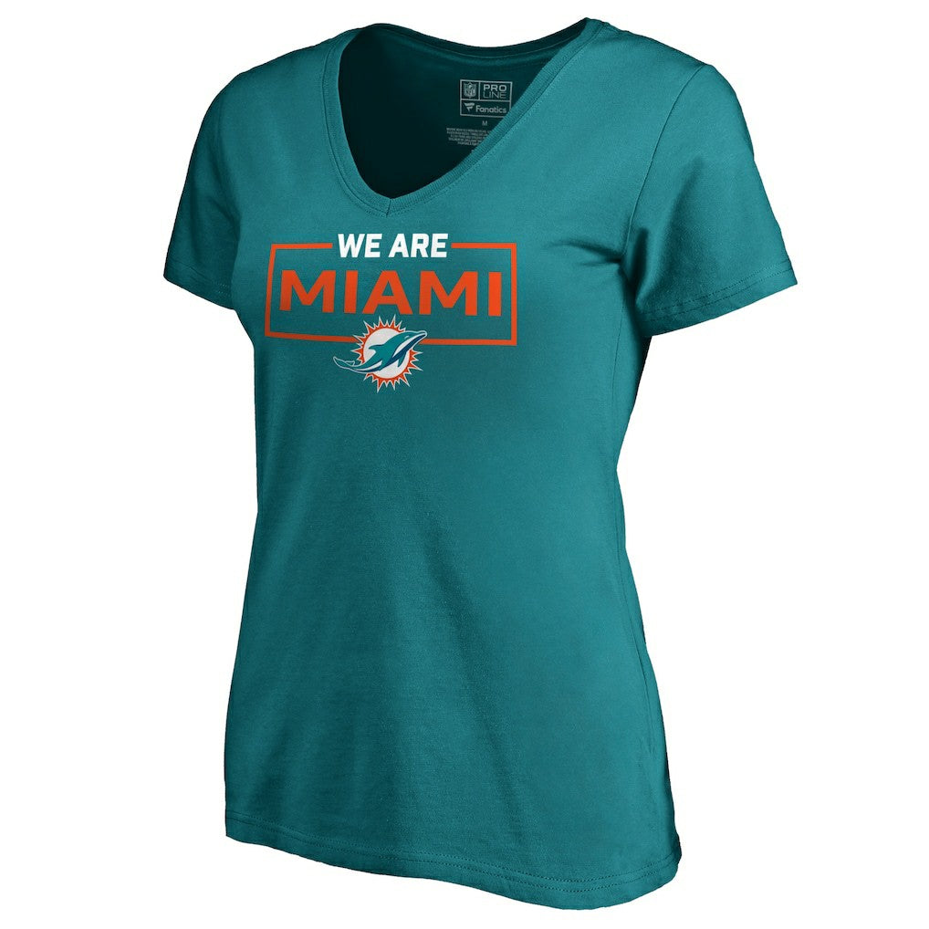 Miami Dolphins Women's We Are Icon V-Neck T-Shirt Aqua