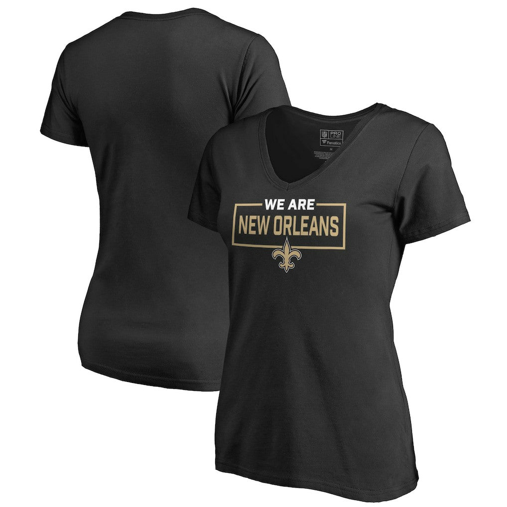 New Orleans Saints Women's We Are Icon V-Neck T-Shirt Black