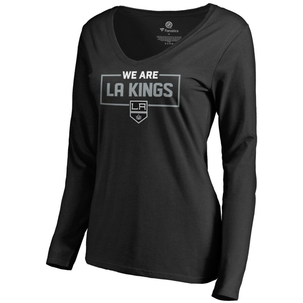Los Angeles Kings Women's Iconic Collection We Are Long Sleeve V-Neck T-Shirt - Black - NHL 3120573