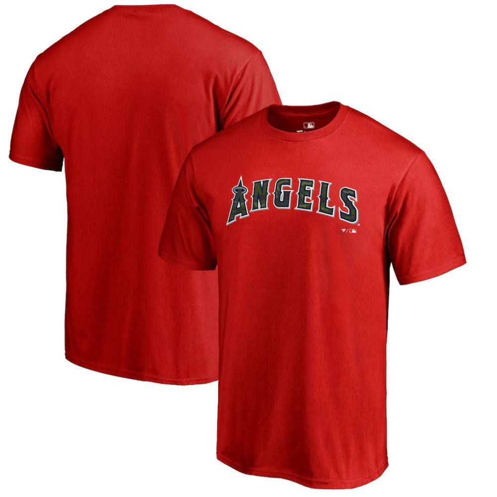 Los Angeles Angels Armed Forces Wordmark T-Shirt - Red - MLB Lifestyle