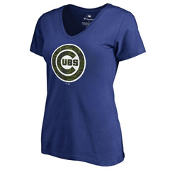 Chicago Cubs Women's Armed Forces Wordmark T-Shirt - Royal - MLB on Sale