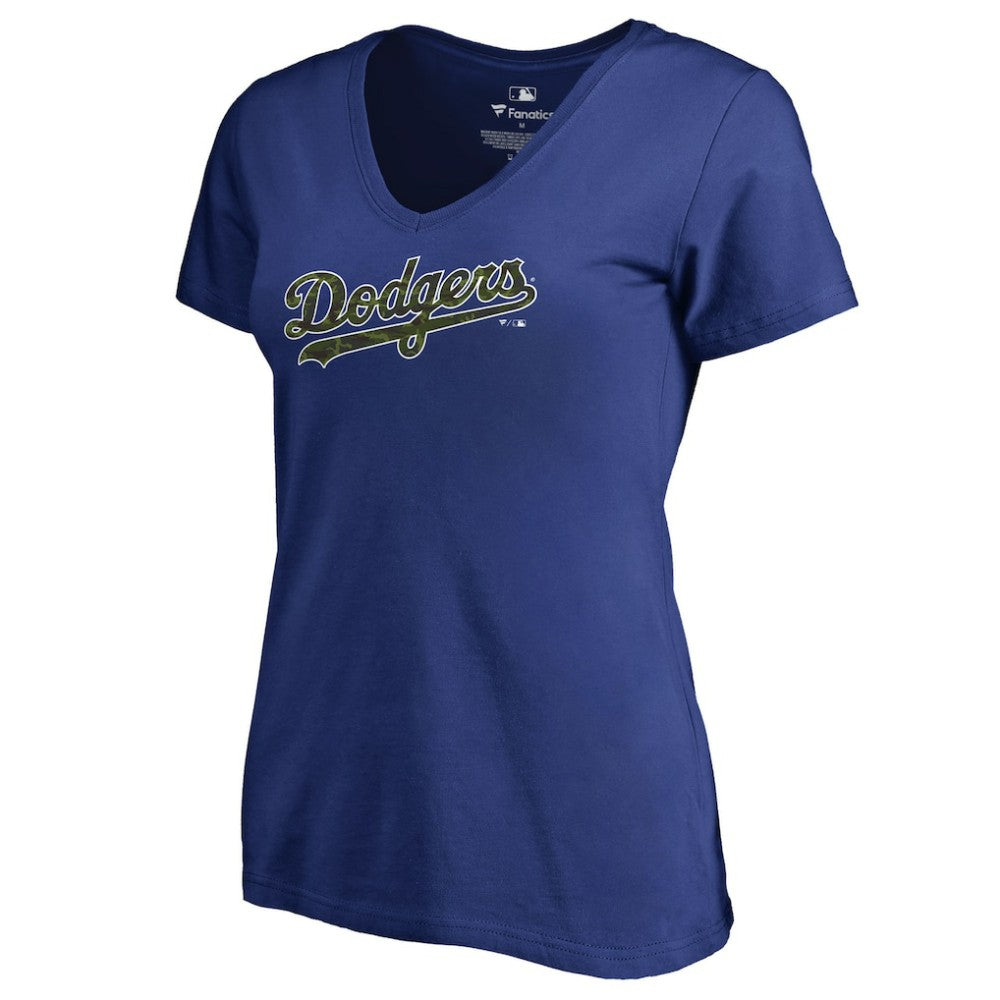 Los Angeles Dodgers Women's Armed Forces Wordmark T-Shirt - Royal - MLB Sale