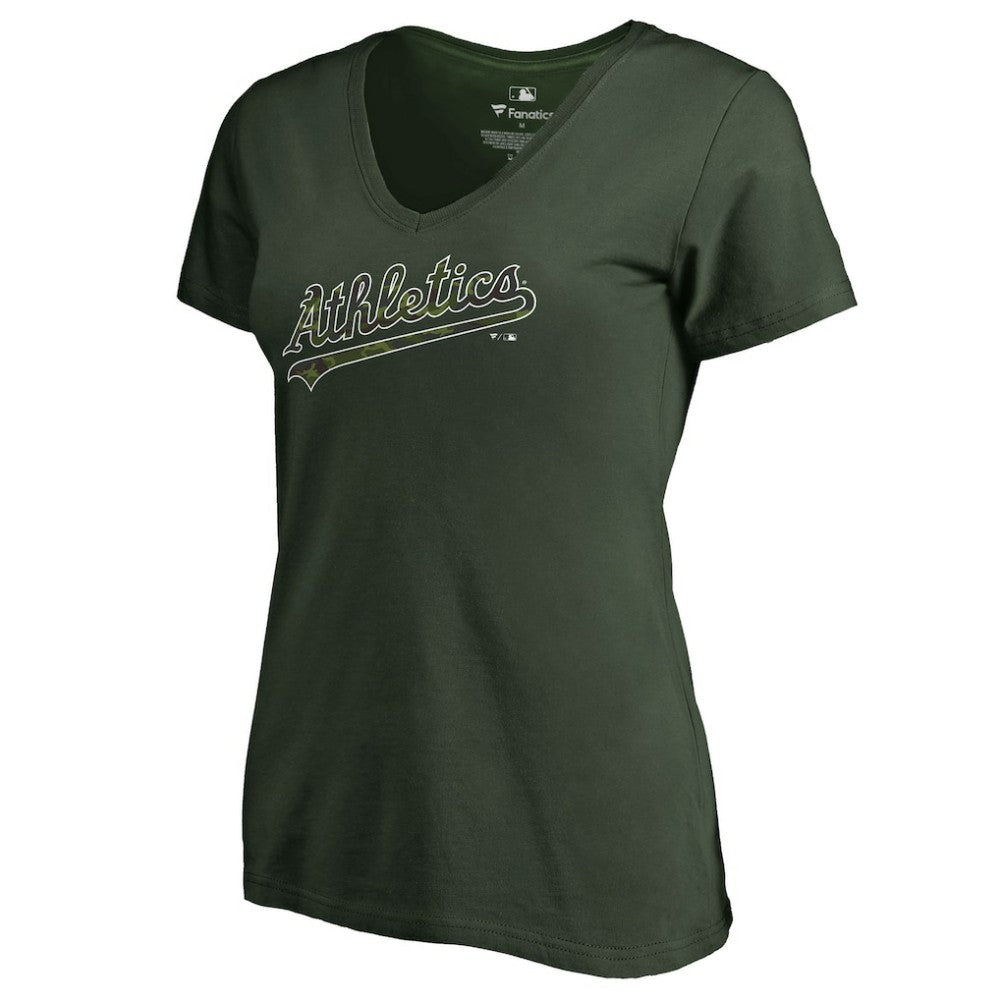 Athletics Women's Armed Forces Wordmark T-Shirt - Green - MLB Sale