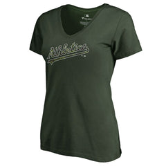 Athletics Women's Armed Forces Wordmark T-Shirt - Green - MLB Sale