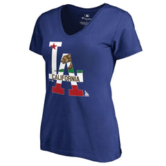 Los Angeles Dodgers Women's Hometown Collection Cali Flag T-Shirt - Royal - MLB Lifestyle