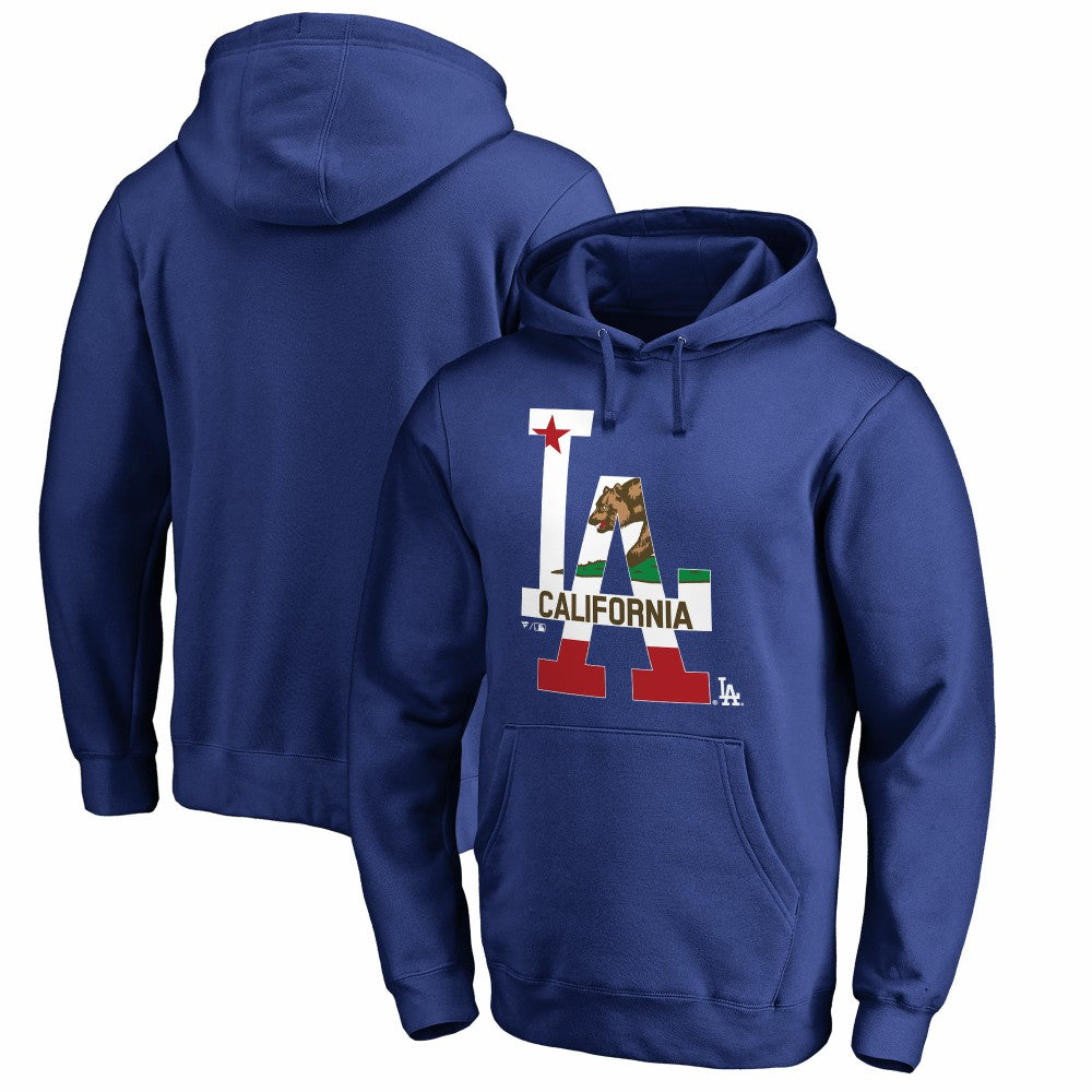 Los Angeles Dodgers Hometown Collection Cali Flag Pullover Hoodie - Royal - MLB Discount