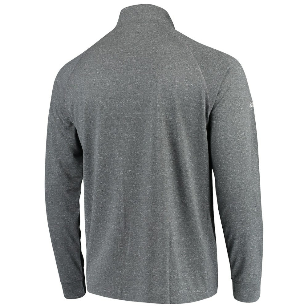 Detroit Tigers Stitches Team Raglan Quarter-Zip Pullover Jacket - Heathered Charcoal - MLB Lifestyle