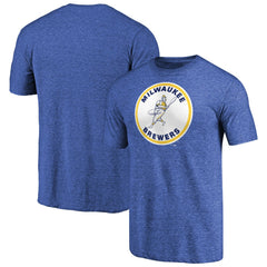 Milwaukee Brewers Cooperstown Collection Forbes Tri-Blend T-Shirt - Heathered Royal - MLB Lifestyle