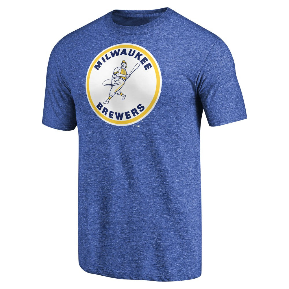 Milwaukee Brewers Cooperstown Collection Forbes Tri-Blend T-Shirt - Heathered Royal - MLB Lifestyle