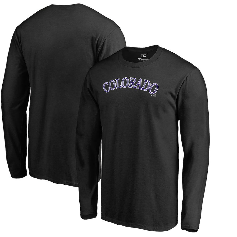 Colorado Rockies Team Wordmark Long Sleeve T-Shirt - Black - MLB on Sale