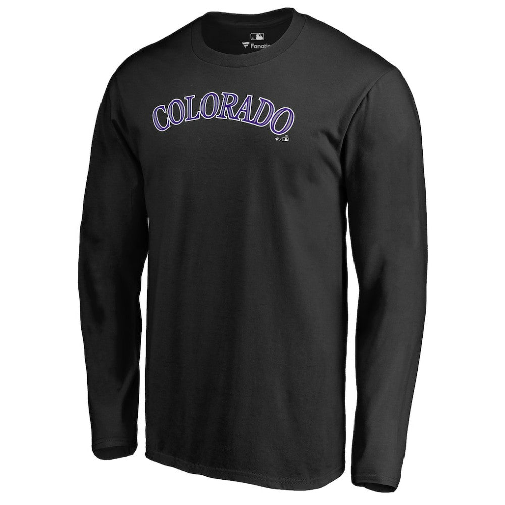 Colorado Rockies Team Wordmark Long Sleeve T-Shirt - Black - MLB on Sale