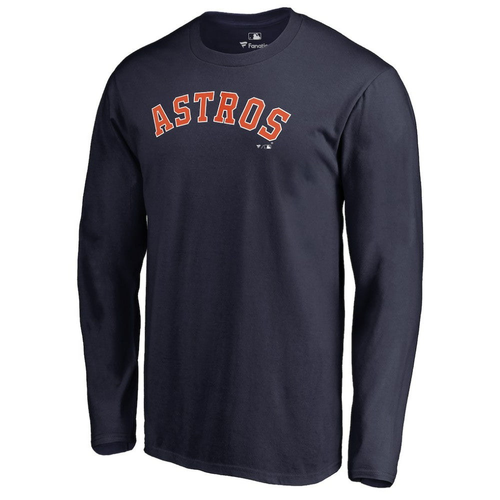 Houston Astros Team Wordmark Long Sleeve T-Shirt - Navy - MLB Lifestyle
