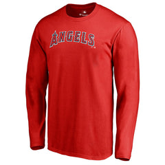 Los Angeles Angels Team Wordmark Long Sleeve T-Shirt - Red - MLB Lifestyle