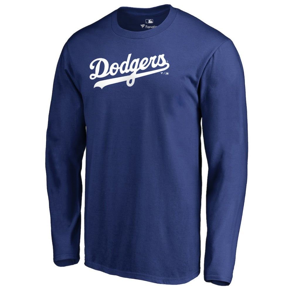 Los Angeles Dodgers Team Wordmark Long Sleeve T-Shirt - Royal - MLB Discount