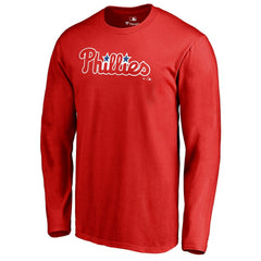 Philadelphia Phillies Team Wordmark Long Sleeve T-Shirt - Red - MLB on Sale