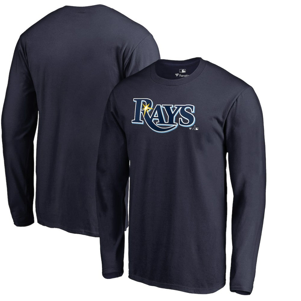 Tampa Bay Rays Team Wordmark Long Sleeve T-Shirt - Navy - MLB Sale