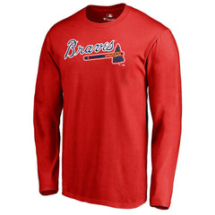 Atlanta Braves Team Wordmark Long Sleeve T-Shirt - Red - MLB on Sale