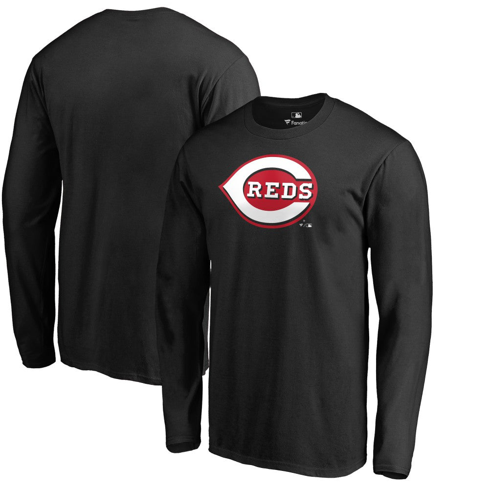 Cincinnati Reds Team Wordmark Long Sleeve T-Shirt - Black - MLB Lifestyle