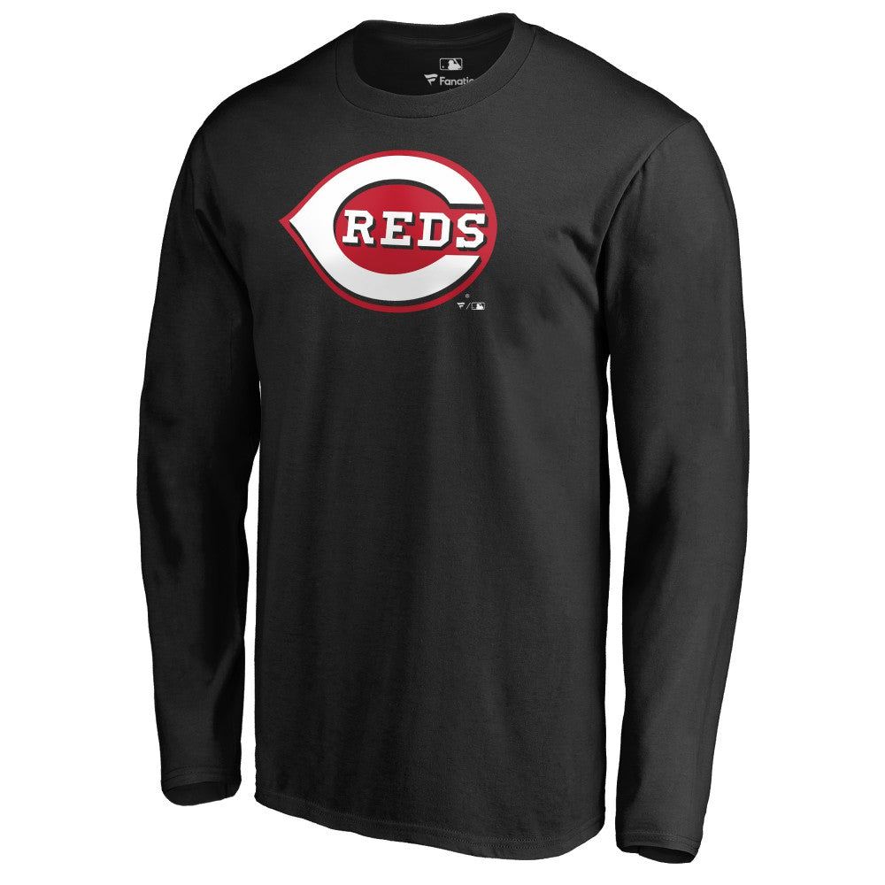 Cincinnati Reds Team Wordmark Long Sleeve T-Shirt - Black - MLB Lifestyle