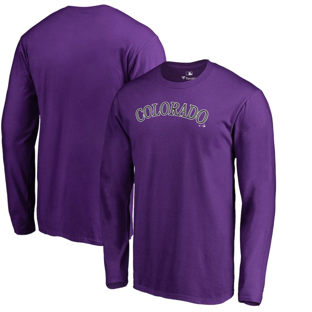 Colorado Rockies Team Wordmark Long Sleeve T-Shirt - Purple - MLB on Sale