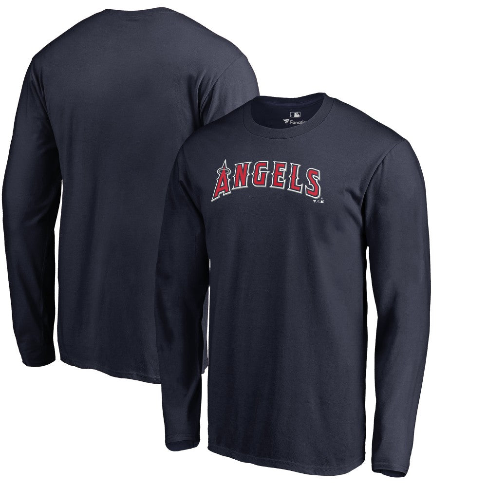 Los Angeles Angels Team Wordmark Long Sleeve T-Shirt - Navy - MLB Lifestyle