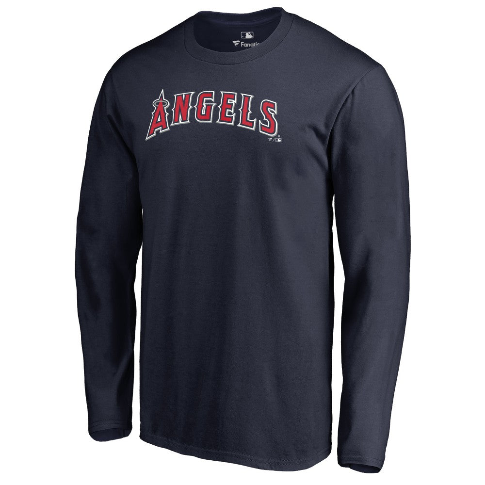 Los Angeles Angels Team Wordmark Long Sleeve T-Shirt - Navy - MLB Lifestyle