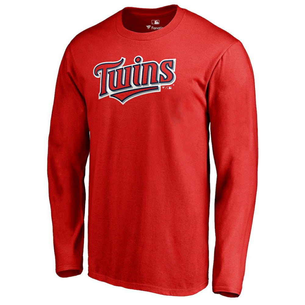 Minnesota Twins Team Wordmark Long Sleeve T-Shirt - Red - MLB Online
