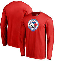 Toronto Blue Jays Team Wordmark Long Sleeve T-Shirt - Red - MLB on Sale