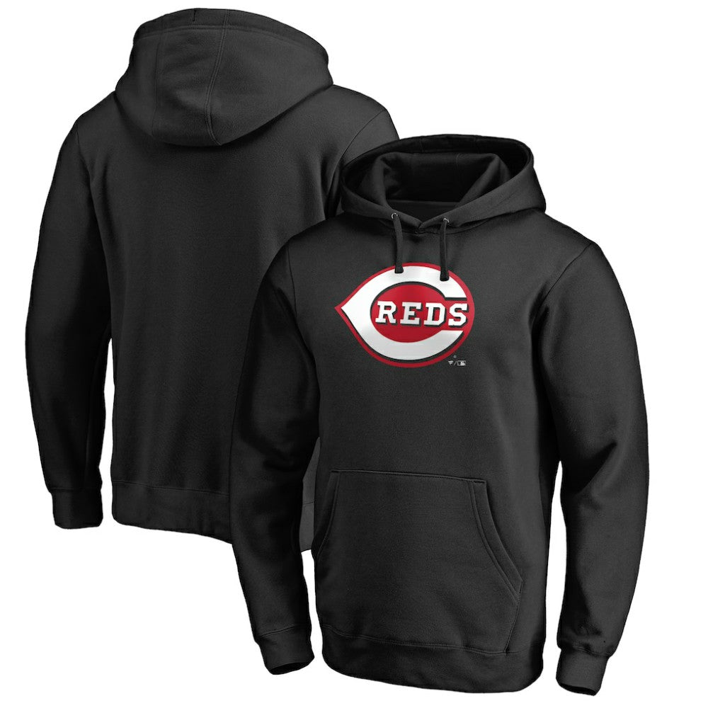 Cincinnati Reds Official Wordmark Fitted Pullover Hoodie - Black - MLB on Sale