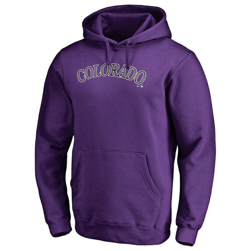 Colorado Rockies Official Wordmark Fitted Pullover Hoodie - Purple - MLB Discount