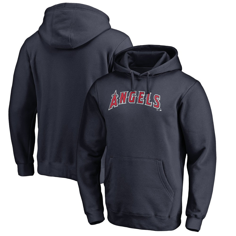 Los Angeles Angels Official Wordmark Fitted Pullover Hoodie - Navy - MLB on Sale