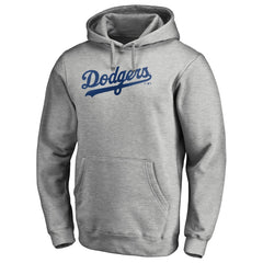 Los Angeles Dodgers Official Wordmark Fitted Pullover Hoodie - Heather Gray - MLB Sale