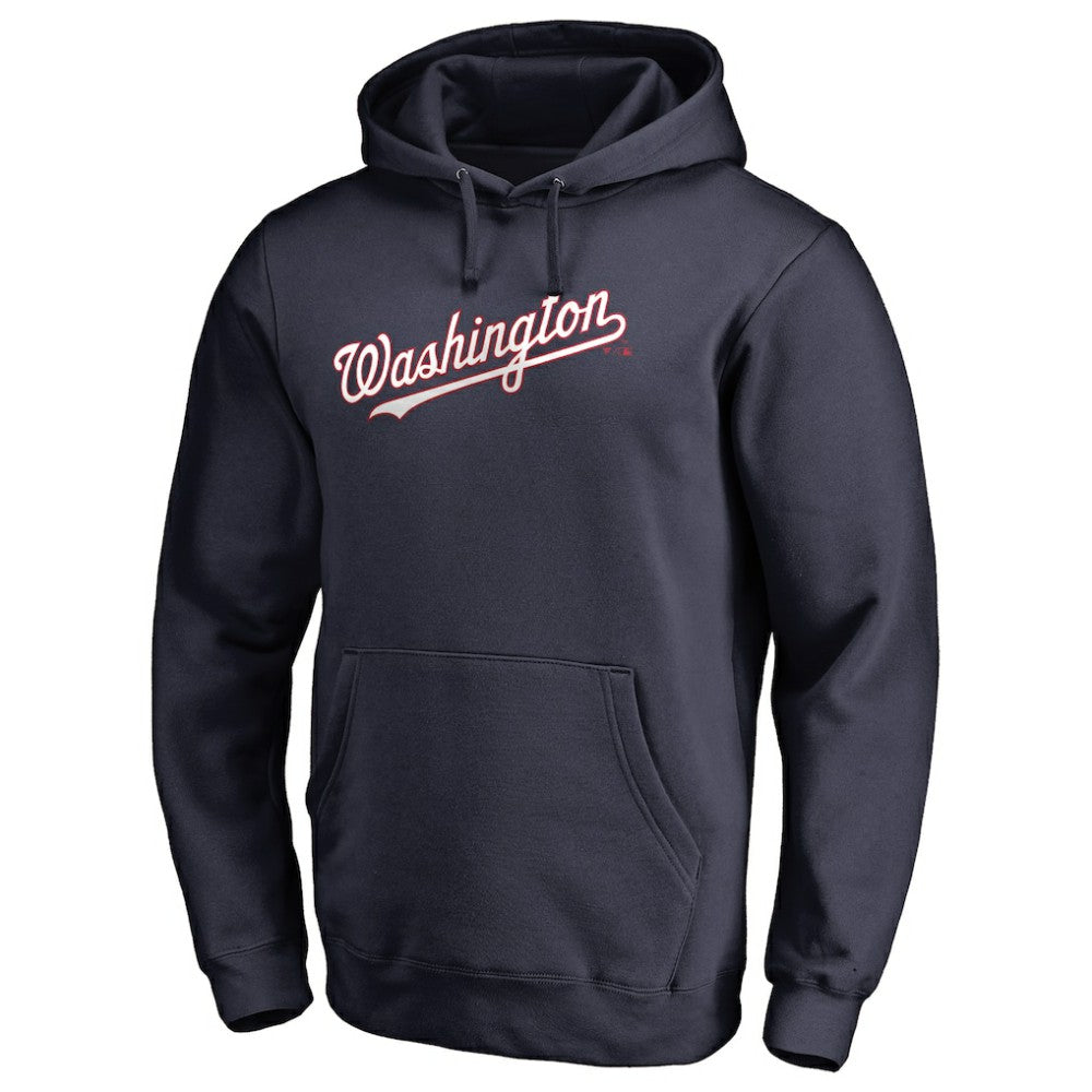 Washington Nationals Official Wordmark Fitted Pullover Hoodie - Navy - MLB Sale