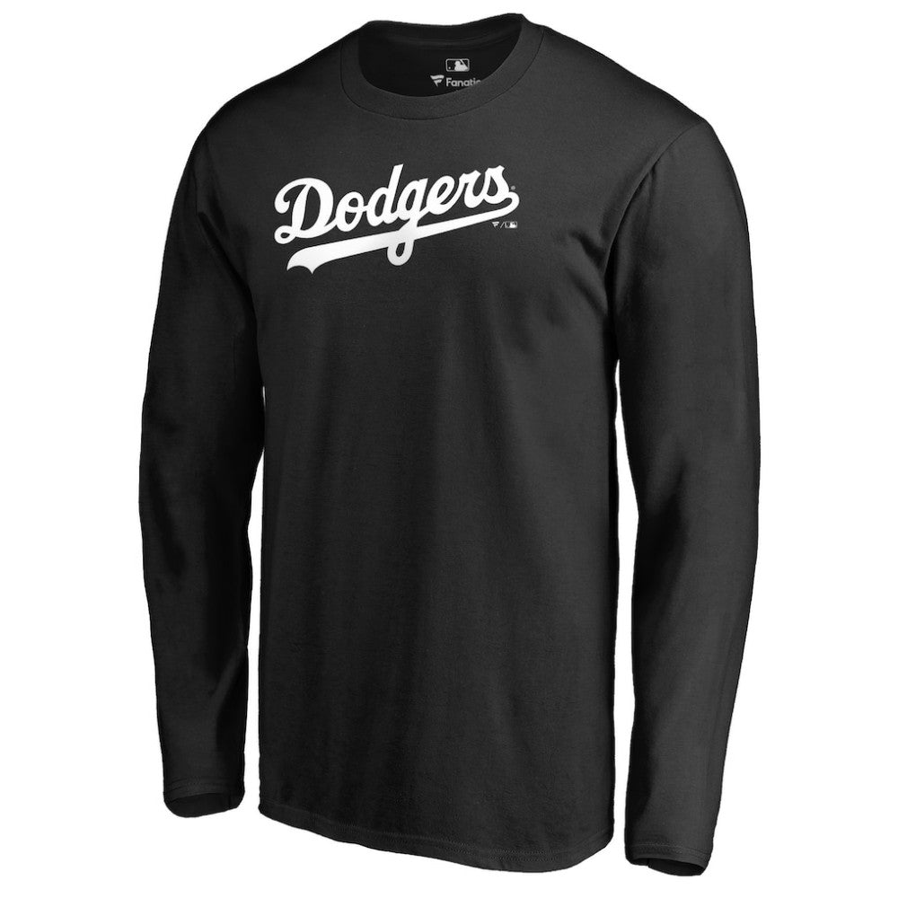 Los Angeles Dodgers Team Wordmark Long Sleeve T-Shirt - Black - MLB Lifestyle