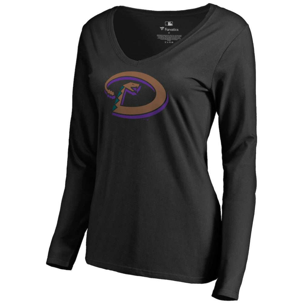 Arizona Diamondbacks Women's Cooperstown Collection Forbes Long Sleeve V-Neck T-Shirt - Black - MLB on Sale