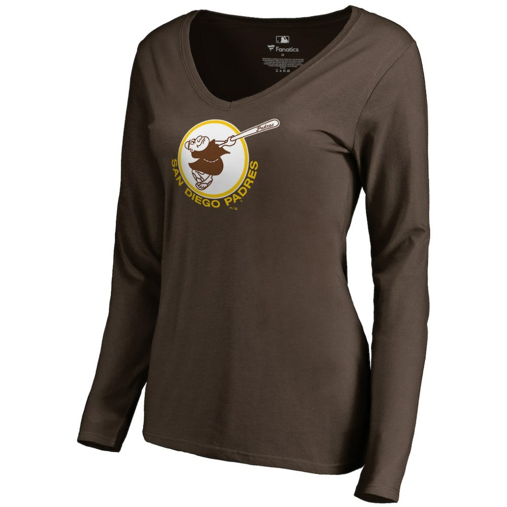 San Diego Padres Women's Cooperstown Collection Forbes Long Sleeve V-Neck T-Shirt - Brown - MLB Online