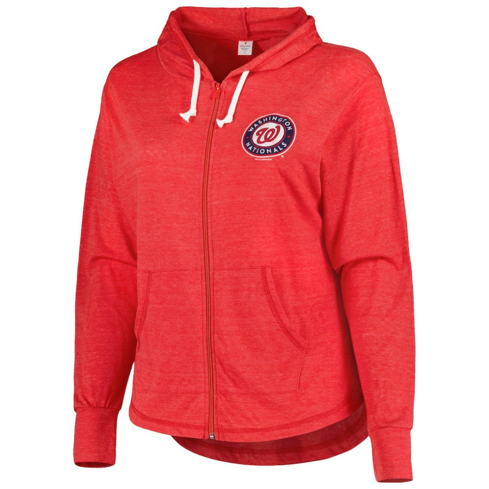Washington Nationals Soft as a Grape Women's Plus Size Full-Zip Lightweight Hoodie Top - Red - MLB Lifestyle