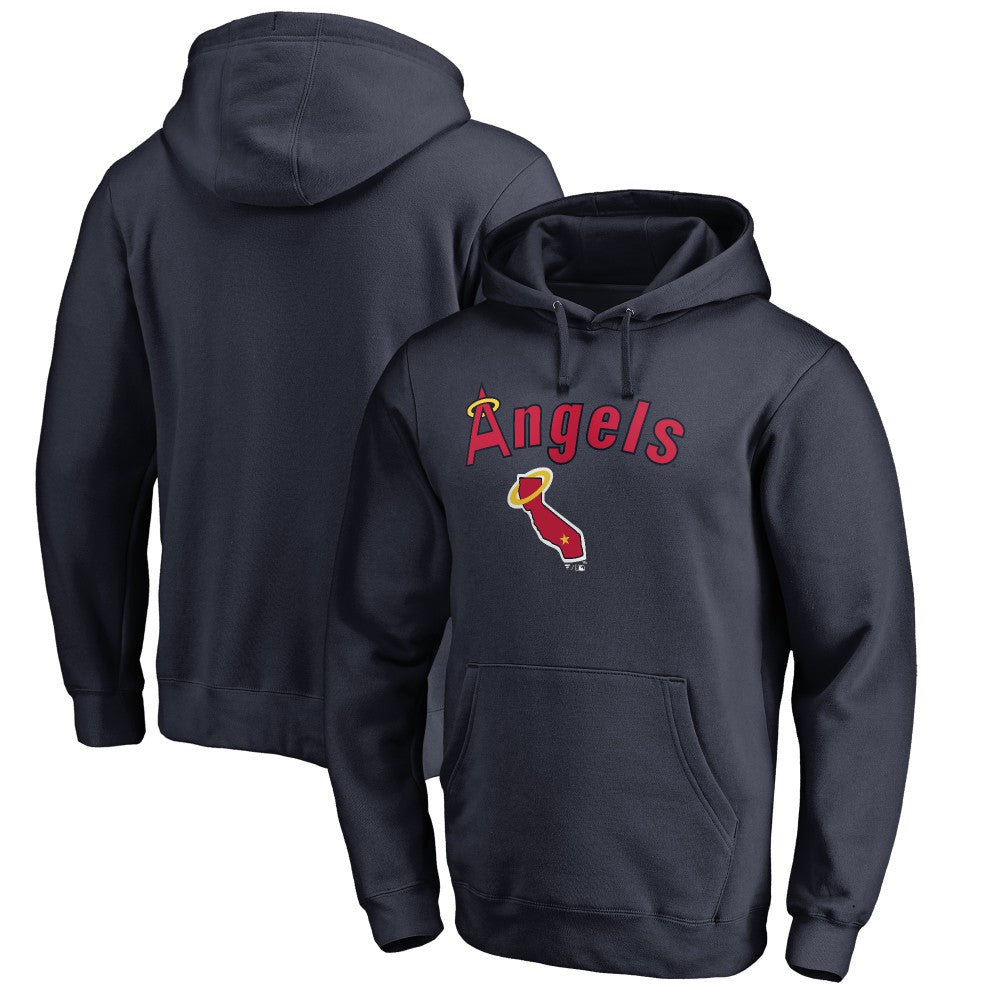 Los Angeles Angels Vintage Cooperstown Collection Wahconah Fitted Pullover Hoodie - Navy - MLB Sale
