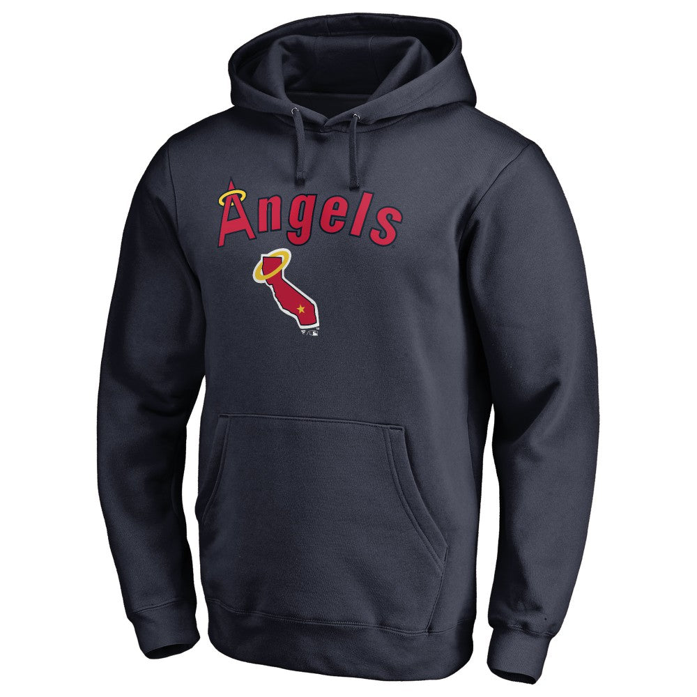 Los Angeles Angels Vintage Cooperstown Collection Wahconah Fitted Pullover Hoodie - Navy - MLB Sale