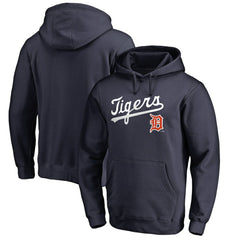 Detroit Tigers Vintage Cooperstown Collection Wahconah Fitted Pullover Hoodie - Navy - MLB Sale