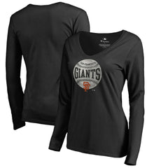 San Francisco Giants Women's Cooperstown Collection Slider Long Sleeve V-Neck T-Shirt - Black - MLB Online